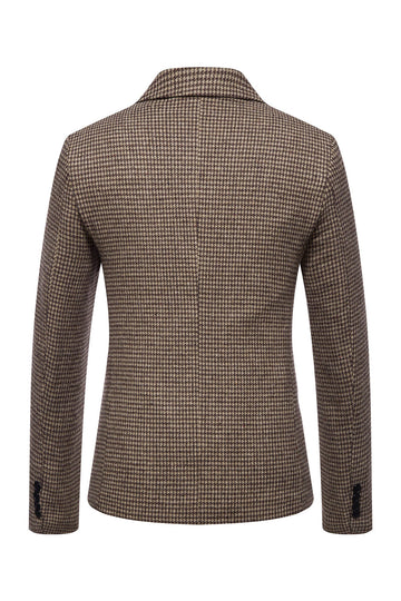 Khaki Plaid One Button Blazer pour hommes